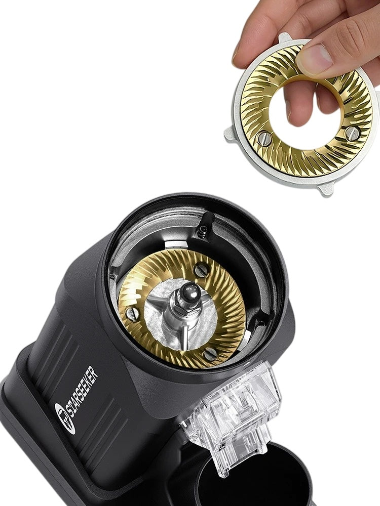 64mm Espresso Titanium Flat Burr Coffee Grinder Stepless Adjustment