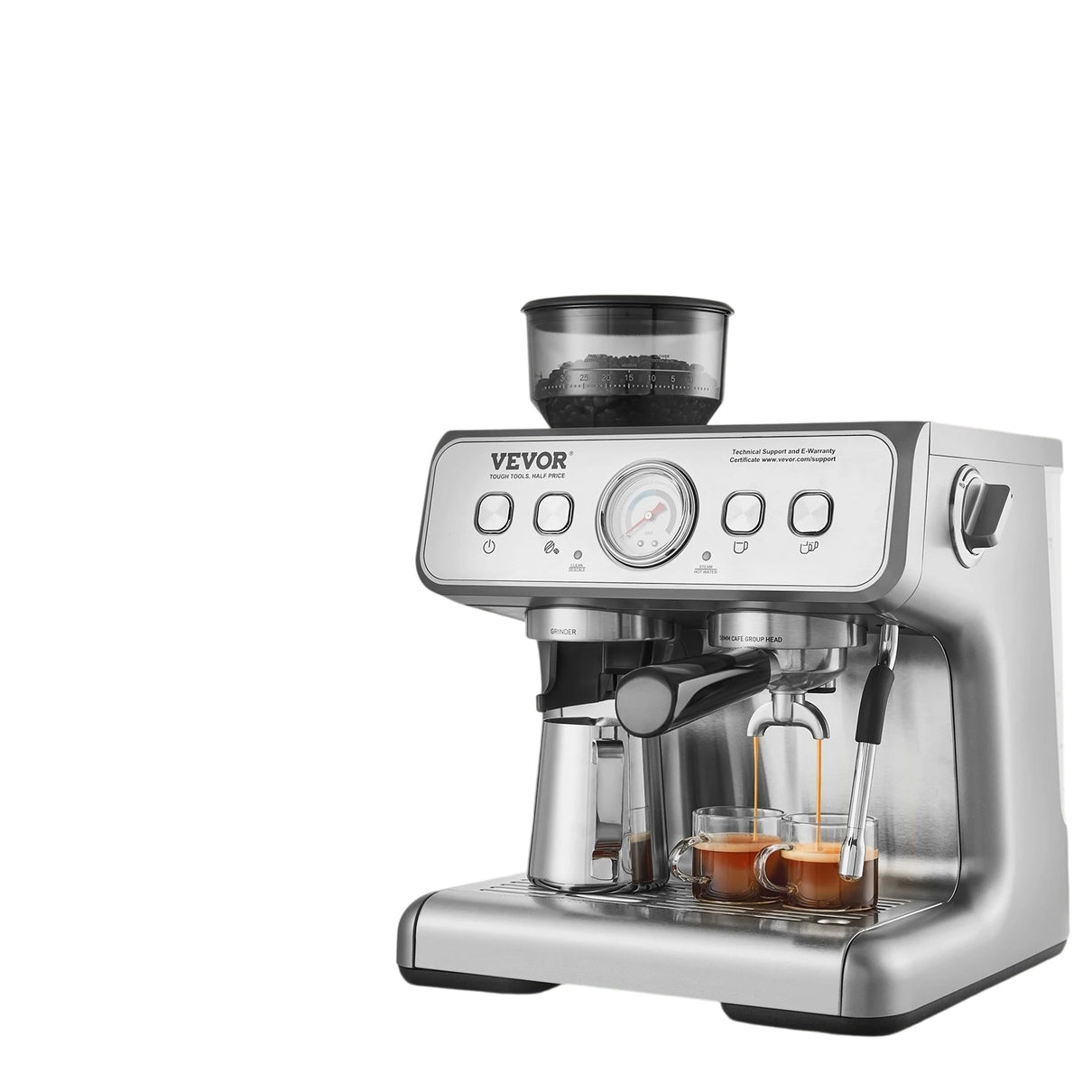 15 Bar Espresso Machine with Grinder Semi-Automatic Coffee Maker