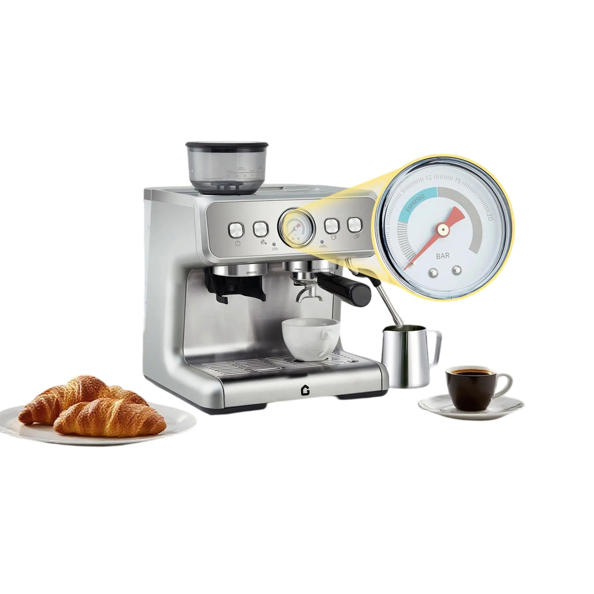 20 Bar Stainless Steel Espresso Machine with Grinder Pressure Maker