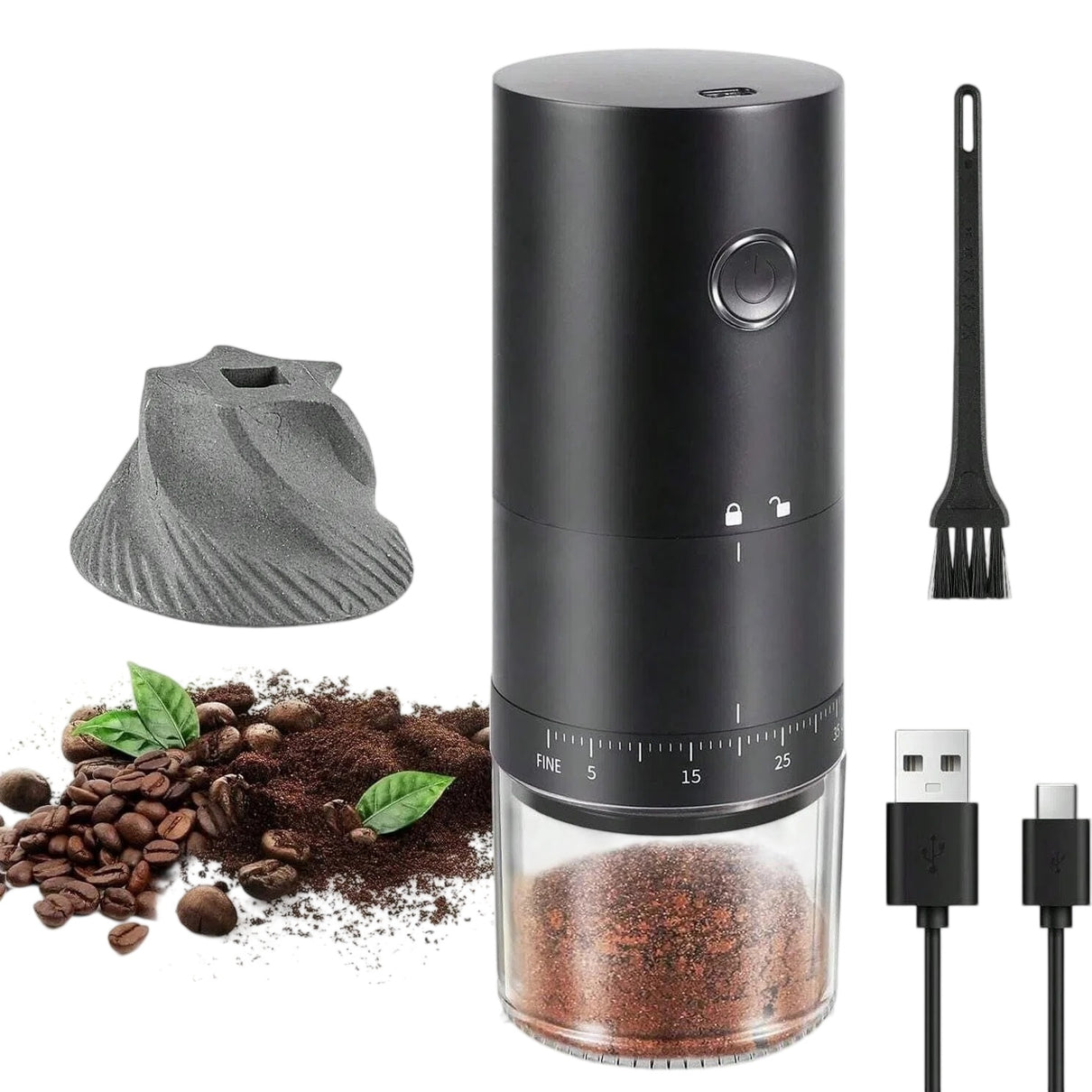 Portable Electric Coffee Grinder 38 Gear Settings with Ceramic Filter