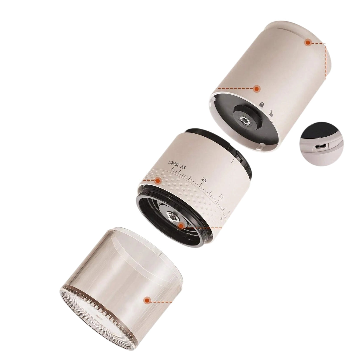 1500mAh Electric Coffee Grinder Adjustable Type-C Rechargeable Grinder