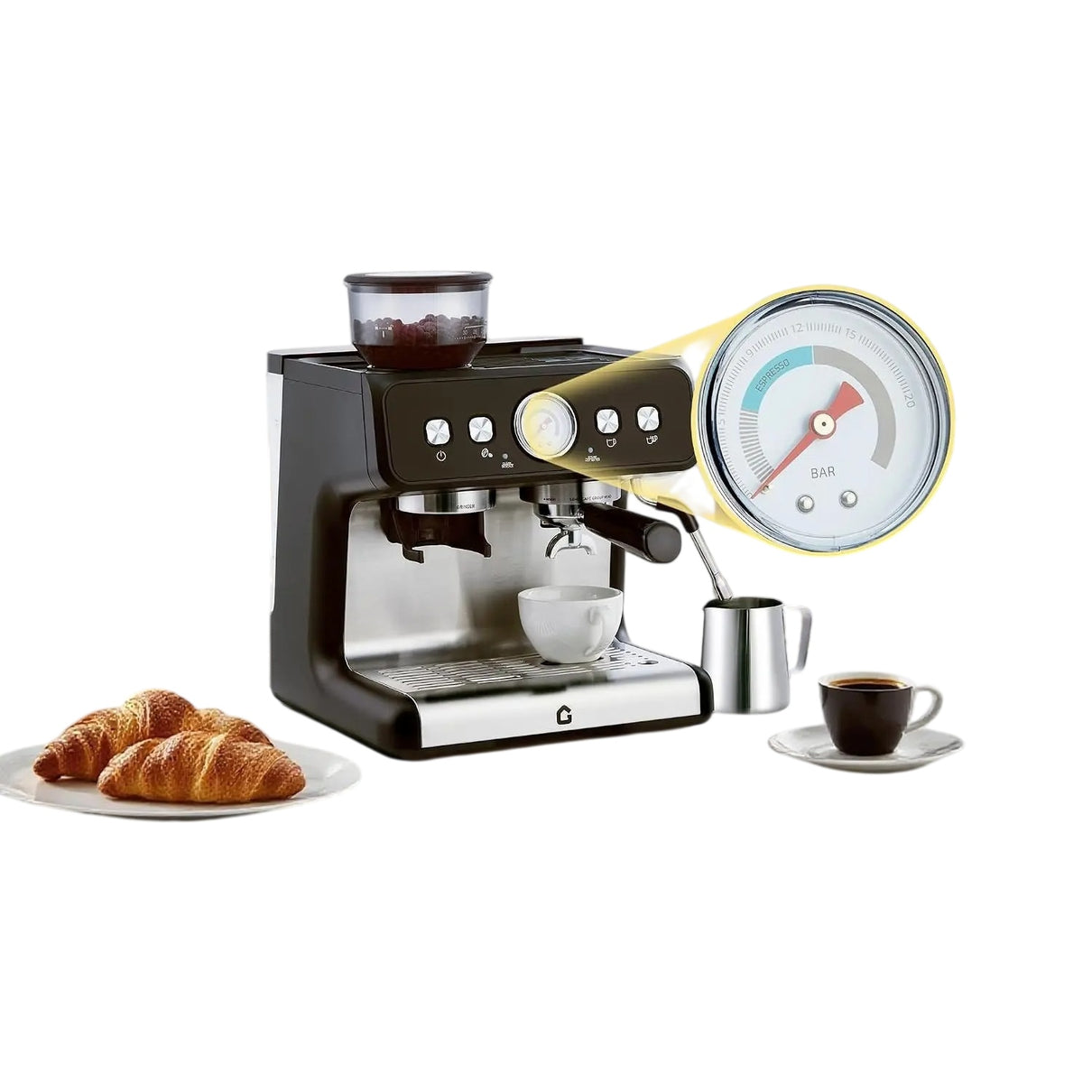 20 Bar Stainless Steel Espresso Machine with Grinder Pressure Maker