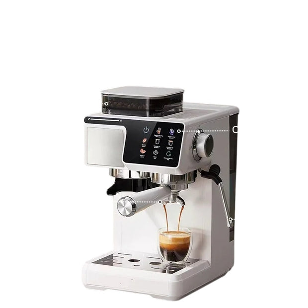 2-in-1 Hot & Cold Coffee Maker Built-In Grinder & Milk Frother