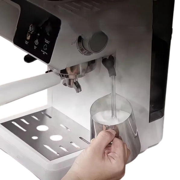 2-in-1 Hot & Cold Coffee Maker Built-In Grinder & Milk Frother