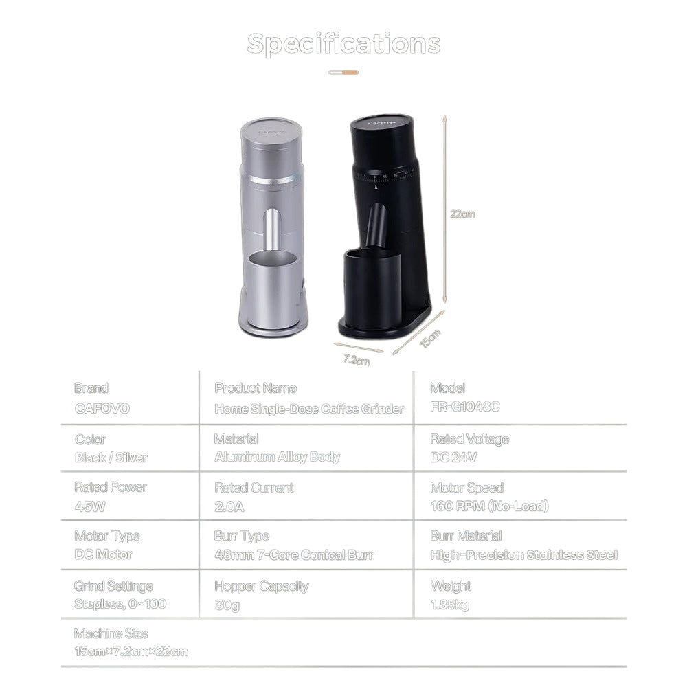 G1048C Home Coffee Grinder 48mm Conical Burr, 160RPM