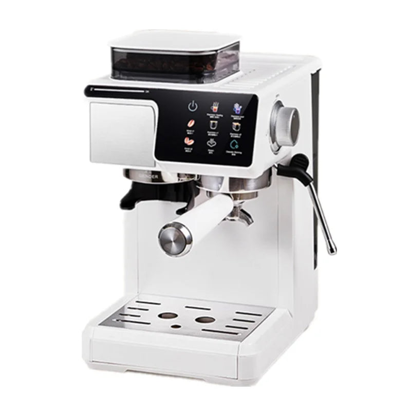 2-in-1 Hot & Cold Coffee Maker Built-In Grinder & Milk Frother