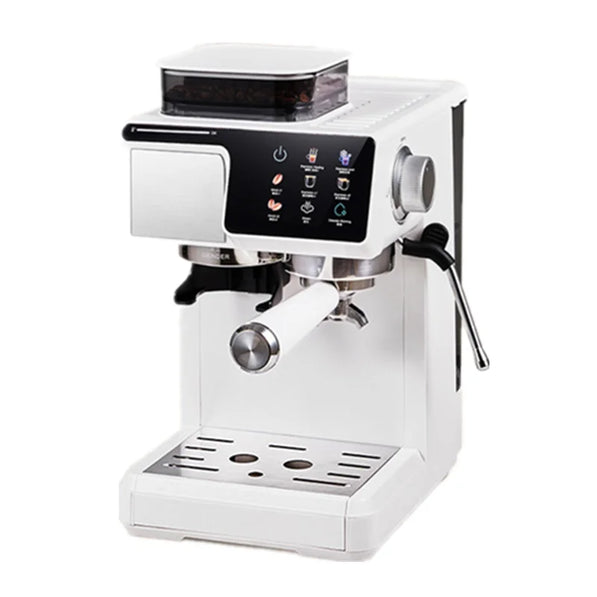 2-in-1 Hot & Cold Coffee Maker Built-In Grinder & Milk Frother