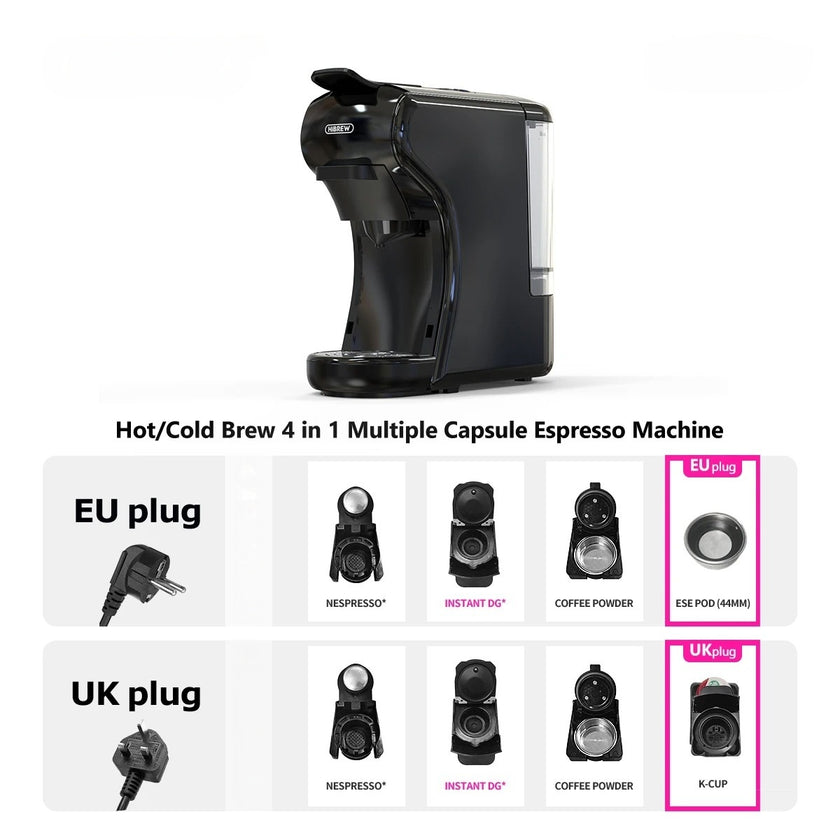 19 Bar 4-in-1 Hot & Cold Capsule Coffee Maker Espresso Pod Machine