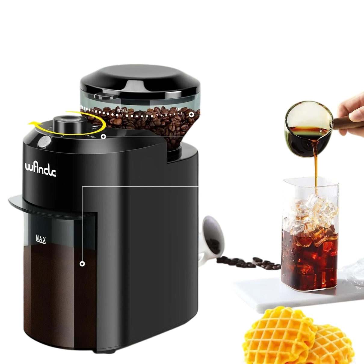 Electric Adjustable Burr Mill Coffee Grinder 28 Grind Settings